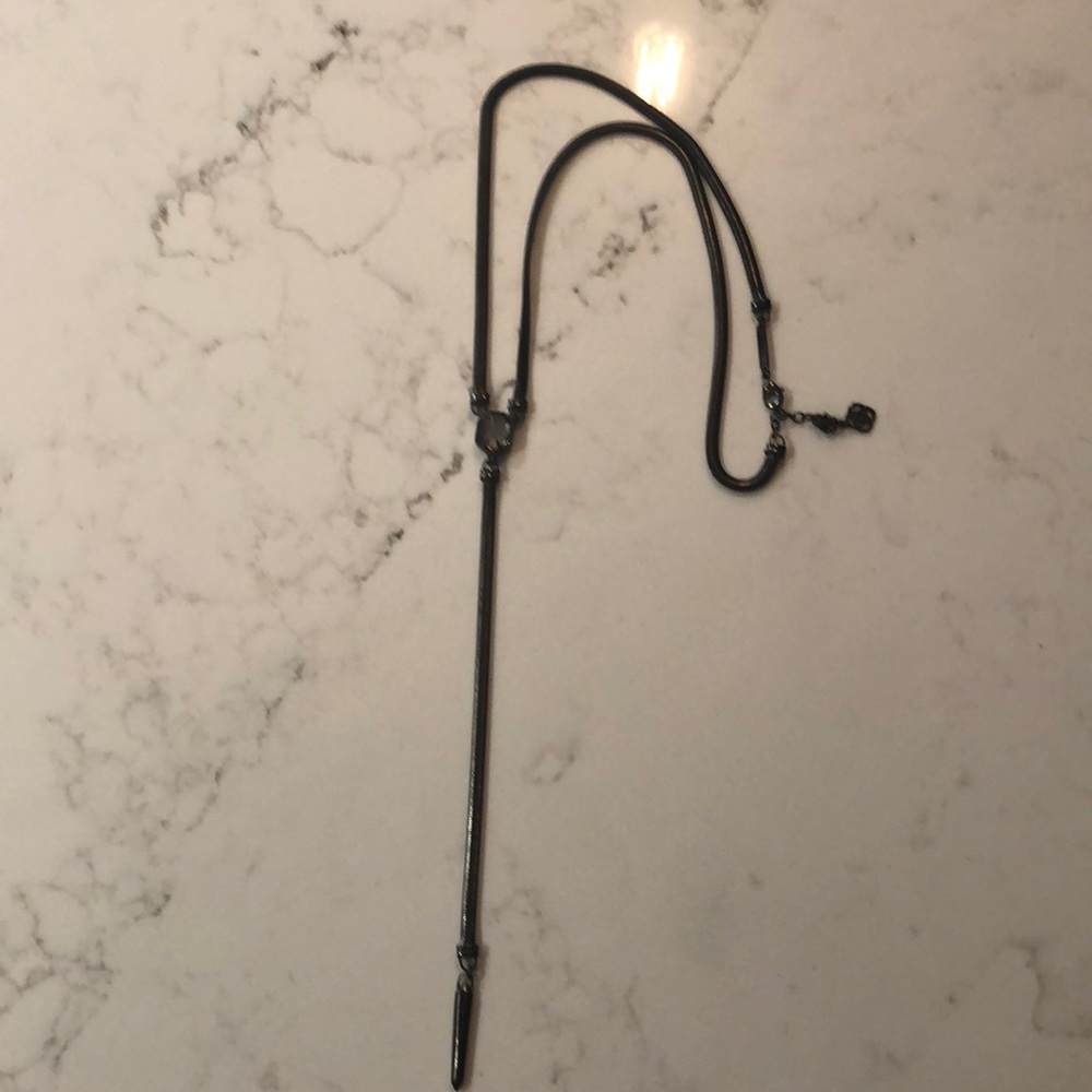 Kendra Scott Gunmetal Y Necklace with Stone